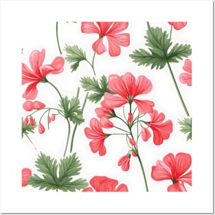 Geranium Garden: Blossoming Floral Patterns Posters and Art